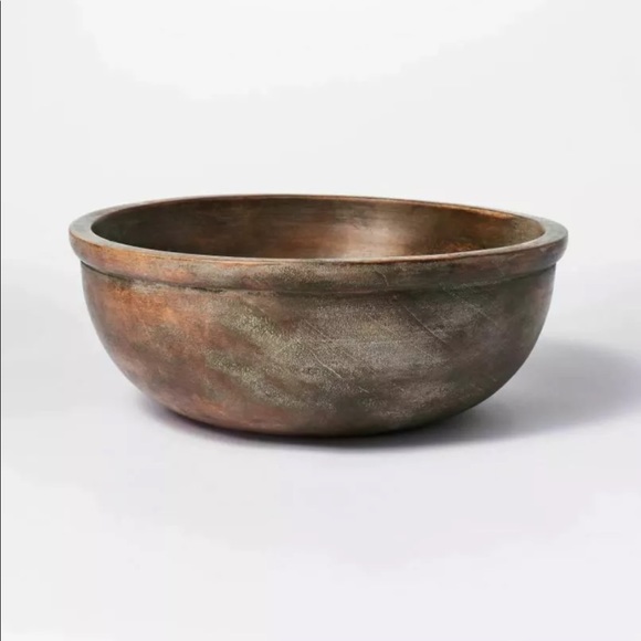 Studio McGee x Threshold 4.5" x 12" Round Antique Wooden Bowl Brown - New